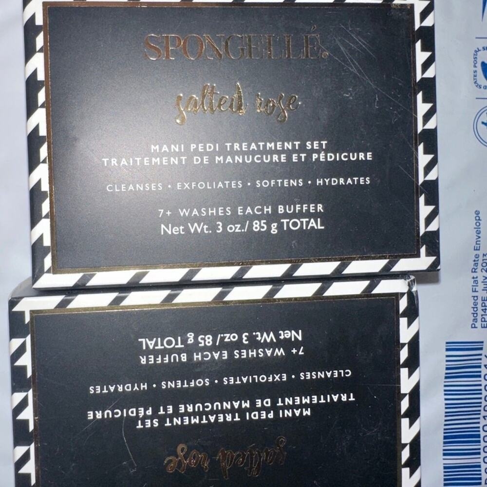 Spongelle Salted Rose Mani Pedi Treatment Set 2 Boxes Cleanses Exfoliates 3oz